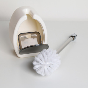 Ёрш для унитаза с подставкой «Лулу», 12×8,5×37 см, цвет белый/серый Ёрш для унитаза с подставкой «Лулу», 12×8,5×37 см, цвет белый/серый
