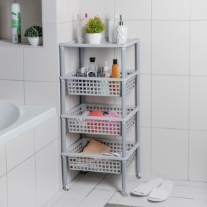 Этажерка напольная 3-х секционная «Элиза», на колёсиках, цвет МИКС Этажерка напольная 3-х секционная «Элиза», на колёсиках, цвет МИКС