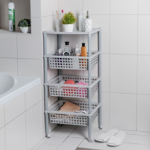 Этажерка напольная 3-х секционная «Элиза», на колёсиках, цвет МИКС Этажерка напольная 3-х секционная «Элиза», на колёсиках, цвет МИКС