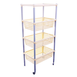 Этажерка напольная 3-х секционная «Элиза», на колёсиках, цвет МИКС Этажерка напольная 3-х секционная «Элиза», на колёсиках, цвет МИКС