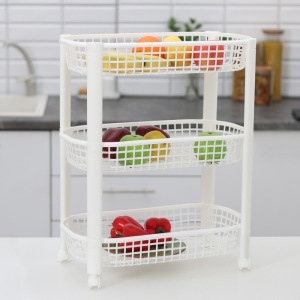 Этажерка напольная 3-х секционная, на колёсиках, цвет белый Этажерка напольная 3-х секционная, на колёсиках, цвет белый