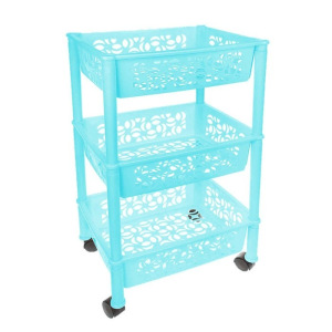 Этажерка напольная 3-х секционная Prima, на колёсиках, цвет МИКС Этажерка напольная 3-х секционная Prima, на колёсиках, цвет МИКС