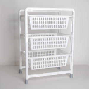 Этажерка напольная 3-х секционная с выдвижными лотками, цвет белый Этажерка напольная 3-х секционная с выдвижными лотками, цвет белый