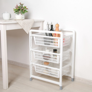 Этажерка напольная 3-х секционная с выдвижными лотками, цвет белый Этажерка напольная 3-х секционная с выдвижными лотками, цвет белый