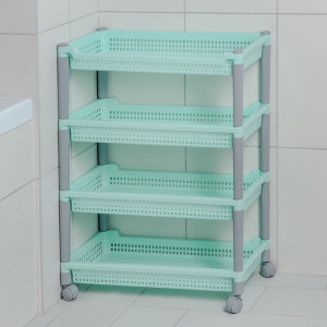 Этажерка напольная 4-х секционная «Флёр», на колёсиках, цвет МИКС Этажерка напольная 4-х секционная «Флёр», на колёсиках, цвет МИКС