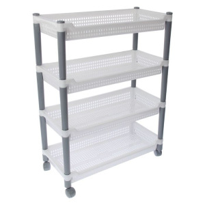 Этажерка напольная 4-х секционная «Флёр», на колёсиках, цвет МИКС Этажерка напольная 4-х секционная «Флёр», на колёсиках, цвет МИКС