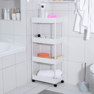 Этажерка напольная 4-х секционная, на колёсиках, 40×21,7×90 см, цвет белый Этажерка напольная 4-х секционная, на колёсиках, 40×21,7×90 см, цвет белый