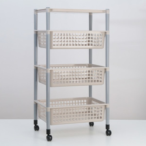 Этажерка напольная 4-х секционная, на колёсиках, цвет МИКС Этажерка напольная 4-х секционная, на колёсиках, цвет МИКС