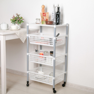 Этажерка напольная 4-х секционная, на колёсиках, цвет МИКС Этажерка напольная 4-х секционная, на колёсиках, цвет МИКС