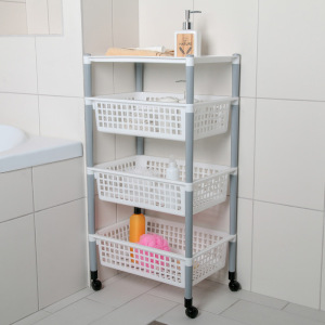 Этажерка напольная 4-х секционная, на колёсиках, цвет МИКС Этажерка напольная 4-х секционная, на колёсиках, цвет МИКС