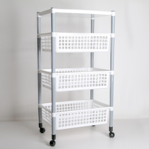 Этажерка напольная 4-х секционная, на колёсиках, цвет МИКС Этажерка напольная 4-х секционная, на колёсиках, цвет МИКС