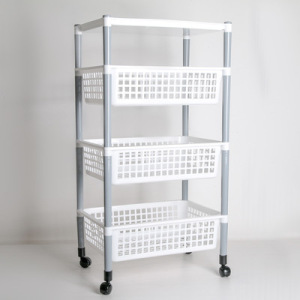 Этажерка напольная 4-х секционная, на колёсиках, цвет МИКС Этажерка напольная 4-х секционная, на колёсиках, цвет МИКС