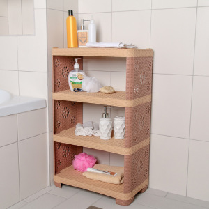 Этажерка напольная 4-х секционная «Плетёнка», цвет какао Этажерка напольная 4-х секционная «Плетёнка», цвет какао