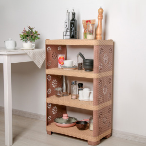 Этажерка напольная 4-х секционная «Плетёнка», цвет какао Этажерка напольная 4-х секционная «Плетёнка», цвет какао