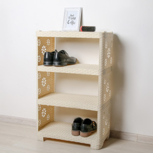 Этажерка напольная 4-х секционная «Плетёнка», цвет слоновая кость Этажерка напольная 4-х секционная «Плетёнка», цвет слоновая кость