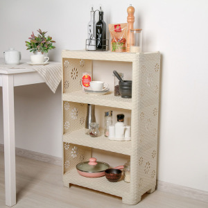 Этажерка напольная 4-х секционная «Плетёнка», цвет слоновая кость Этажерка напольная 4-х секционная «Плетёнка», цвет слоновая кость