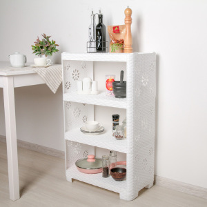 Этажерка напольная 4-х секционная «Плетёнка» №2, цвет белый Этажерка напольная 4-х секционная «Плетёнка» №2, цвет белый