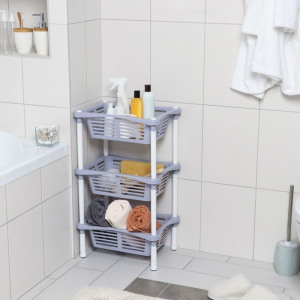 Этажерка напольная с корзинками 3-х секционная Krita, цвет сиреневый туман Этажерка напольная с корзинками 3-х секционная Krita, цвет сиреневый туман