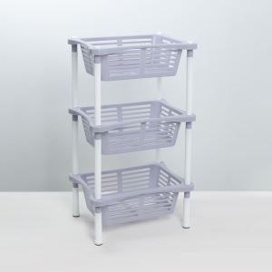 Этажерка напольная с корзинками 3-х секционная Krita, цвет сиреневый туман Этажерка напольная с корзинками 3-х секционная Krita, цвет сиреневый туман