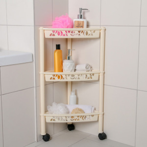 Этажерка напольная угловая 3-х секционная Prima, на колёсиках, цвет МИКС Этажерка напольная угловая 3-х секционная Prima, на колёсиках, цвет МИКС