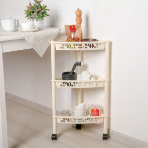 Этажерка напольная угловая 3-х секционная Prima, на колёсиках, цвет МИКС Этажерка напольная угловая 3-х секционная Prima, на колёсиках, цвет МИКС