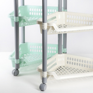 Этажерка напольная угловая 4-х секционная, на колёсиках, цвет МИКС Этажерка напольная угловая 4-х секционная, на колёсиках, цвет МИКС