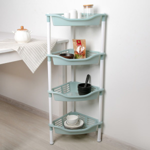 Этажерка напольная угловая с корзинками 4-х секционная Krita, цвет серая мистерия Этажерка напольная угловая с корзинками 4-х секционная Krita, цвет серая мистерия