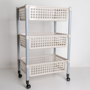 Этажерка напольная универсальная 3-х секционная, на колёсиках, цвет белый Этажерка напольная универсальная 3-х секционная, на колёсиках, цвет белый