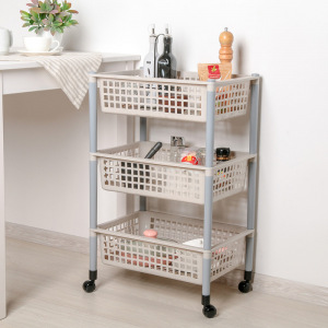 Этажерка напольная универсальная 3-х секционная, на колёсиках, цвет белый Этажерка напольная универсальная 3-х секционная, на колёсиках, цвет белый