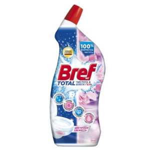 Гель для чистки унитаза Bref Total Чистота и блеск «Цветочная свежесть», 700 мл Гель для чистки унитаза Bref Total Чистота и блеск «Цветочная свежесть», 700 мл