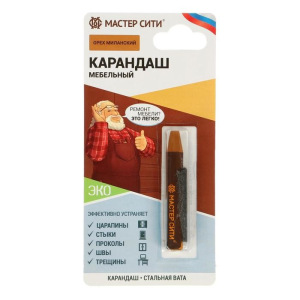 Карандаш мебельный, цвет: орех миланский, блистер, 5 г Карандаш мебельный, цвет: орех миланский, блистер, 5 г