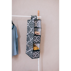 Кофр подвесной «Вензель», 5 отделений, 15×30×70 см, цвет чёрно-белый Кофр подвесной «Вензель», 5 отделений, 15×30×70 см, цвет чёрно-белый