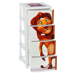 Комод детский 4-х секционный «Декор. Лев», цвет белый Комод детский 4-х секционный «Декор. Лев», цвет белый