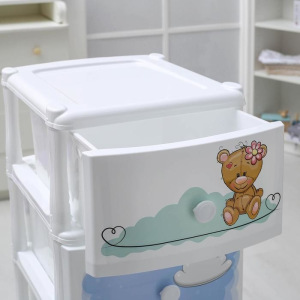 Комод детский 4-х секционный «Медвежата», на колёсиках, цвет белый Комод детский 4-х секционный «Медвежата», на колёсиках, цвет белый