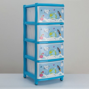Комод детский 4-х секционный, на колёсиках, МИКС Комод детский 4-х секционный, на колёсиках, МИКС