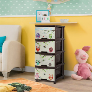 Комод детский 4-х секционный «Совы», цвет коричневый Комод детский 4-х секционный «Совы», цвет коричневый