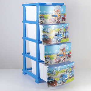 Комод детский 4-х секционный «Спасатели», цвет голубой Комод детский 4-х секционный «Спасатели», цвет голубой