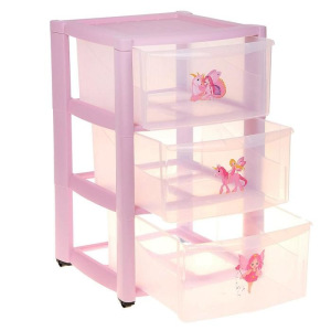Комод детский на колёсах, 3 ящика, цвет розовый Комод детский на колёсах, 3 ящика, цвет розовый