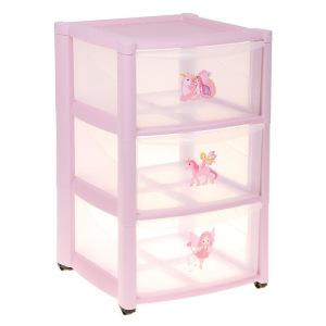 Комод детский на колёсах, 3 ящика, цвет розовый Комод детский на колёсах, 3 ящика, цвет розовый