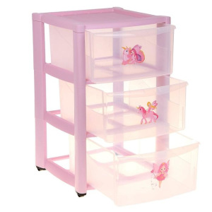 Комод детский на колёсах, 3 ящика, цвет розовый Комод детский на колёсах, 3 ящика, цвет розовый