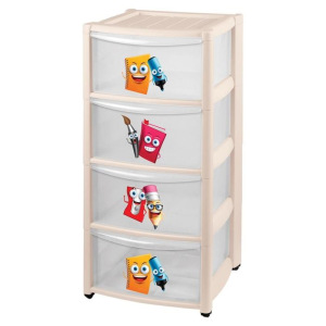 Комод детский на колесах 4 ящика, цвет бежевый Комод детский на колесах 4 ящика, цвет бежевый