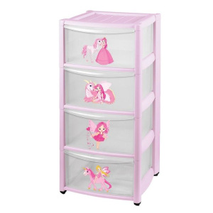 Комод детский на колесах 4 ящика, цвет розовый Комод детский на колесах 4 ящика, цвет розовый