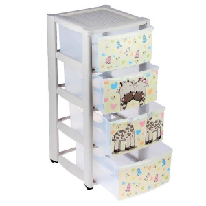 Комод детский на колесах с аппликацией, 4 ящика, цвет бежевый Комод детский на колесах с аппликацией, 4 ящика, цвет бежевый