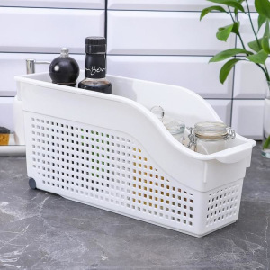 Контейнер для хранения хозяйственный «Лофт», 3 л, 35,5×13×17 см, на колёсах, цвет белый Контейнер для хранения хозяйственный «Лофт», 3 л, 35,5×13×17 см, на колёсах, цвет белый