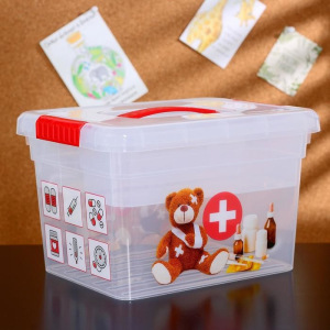 Контейнер-органайзер с крышкой «Аптечка», 5 л, 25×20×16 см, лоток органайзер S, цвет прозрачный Контейнер-органайзер с крышкой «Аптечка», 5 л, 25×20×16 см, лоток органайзер S, цвет прозрачный