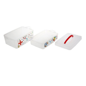 Контейнер универсальный Multi box, 2 секции, с ручкой и декором, рисунок МИКС Контейнер универсальный Multi box, 2 секции, с ручкой и декором, рисунок МИКС