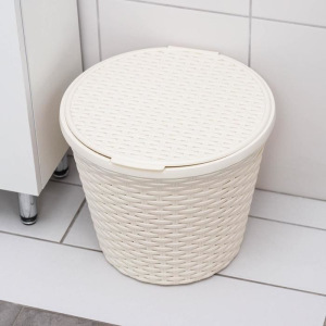 Корзина для белья с крышкой «Ротанг», 15 л, 32×32×27 см, цвет слоновая кость Корзина для белья с крышкой «Ротанг», 15 л, 32×32×27 см, цвет слоновая кость