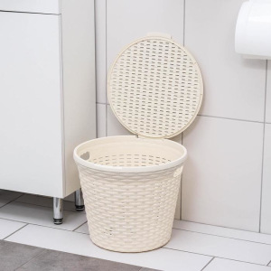 Корзина для белья с крышкой «Ротанг», 15 л, 32×32×27 см, цвет слоновая кость Корзина для белья с крышкой «Ротанг», 15 л, 32×32×27 см, цвет слоновая кость