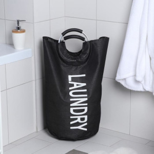 Корзина для белья с ручками «Модерн», 30×58 см, цвет чёрный Корзина для белья с ручками «Модерн», 30×58 см, цвет чёрный