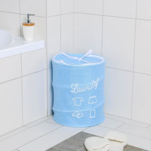 Корзина для белья складная, 36×36×41 см, цвет голубой Корзина для белья складная, 36×36×41 см, цвет голубой